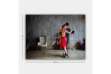 Lerretsbilde 70x100 cm - Lidenskapelig tango mellom to dansere i elegant antrekk - Rød / Svart - Interiør - Maleri & posters - Lerretsbilder