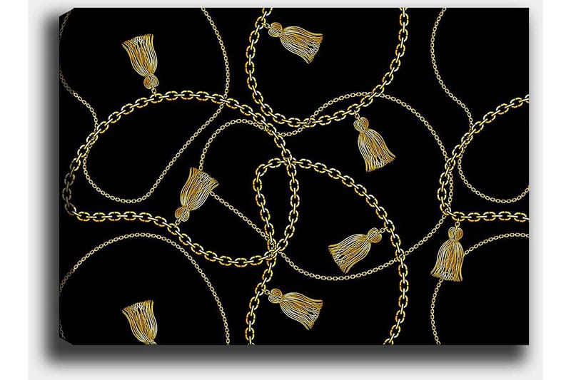 Lerretsbilde 70x100 cm - Mønster av kjeder og frynser i et elegant design - Gull / Svart - Interiør - Maleri & posters - Lerretsbilder