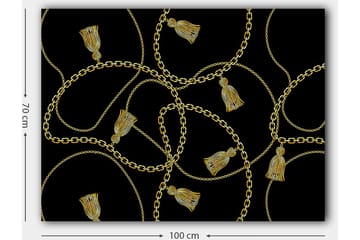 Lerretsbilde 70x100 cm - Mønster av kjeder og frynser i et elegant design - Gull / Svart - Interiør - Maleri & posters - Lerretsbilder