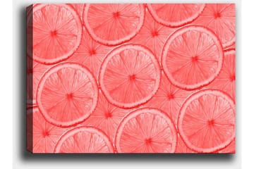 Lerretsbilde 70x100 cm - Mønster av skiver av sitrusfrukter i lyse nyanser - Lys rosa / Korall - Interiør - Maleri & posters - Lerretsbilder