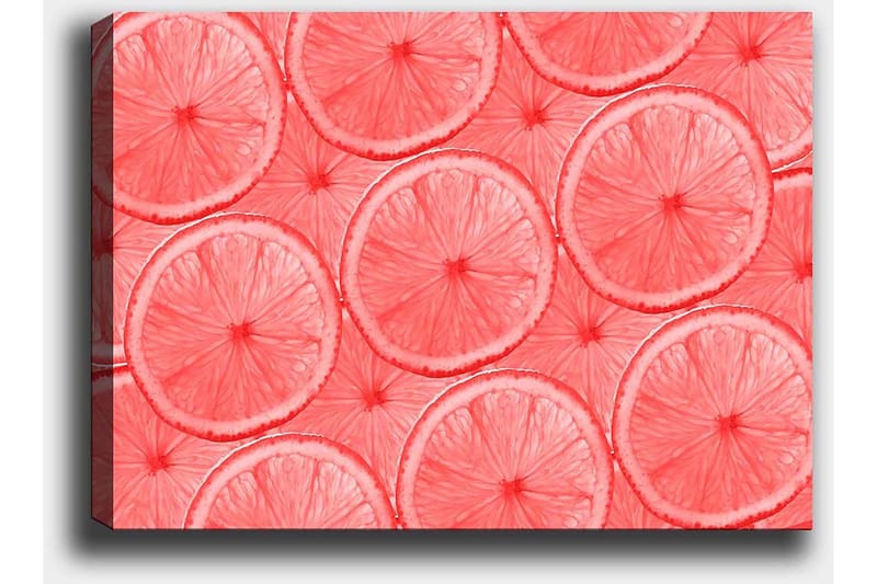 Lerretsbilde 70x100 cm - Mønster av skiver av sitrusfrukter i lyse nyanser - Lys rosa / Korall - Interiør - Maleri & posters - Lerretsbilder