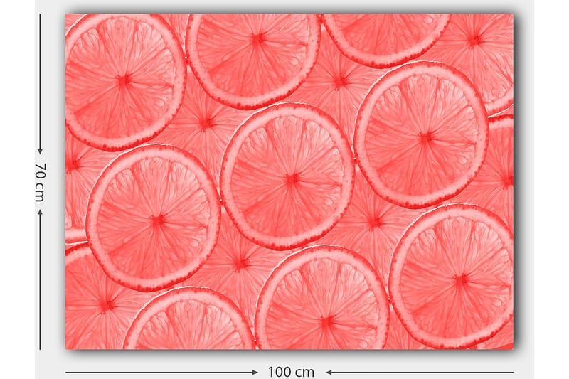 Lerretsbilde 70x100 cm - Mønster av skiver av sitrusfrukter i lyse nyanser - Lys rosa / Korall - Interiør - Maleri & posters - Lerretsbilder