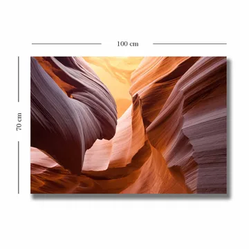 Lerretsbilde 70x100 cm - Majestetisk kløft med mykt formede steiner i varme jordfarger - Oransje / Rødbrun / Lilla - Interiør - Maleri & posters - Lerretsbilder