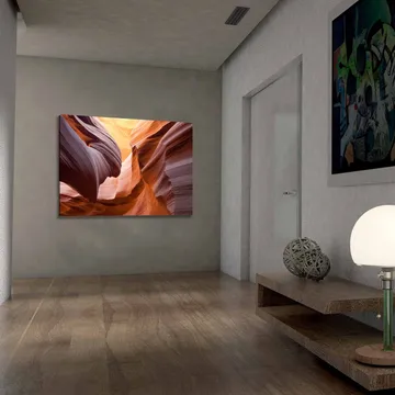 Lerretsbilde 70x100 cm - Majestetisk kløft med mykt formede steiner i varme jordfarger - Oransje / Rødbrun / Lilla - Interiør - Maleri & posters - Lerretsbilder