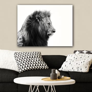 Lerretsbilde 70x100 cm - Majestetisk løveprofil i svart-hvitt som utstråler styrke og eleganse - Svart / Hvit - Interiør - Maleri & posters - Lerretsbilder