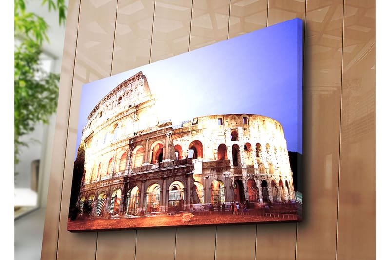 Lerretsbilde 70x100 cm - Majestetisk utsikt over Colosseum i Roma, fanget i et mykt lys - Beige / Grå / Oransje - Interiør - Maleri & posters - Lerretsbilder