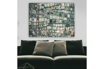 Lerretsbilde 70x100 cm - Mosaikk av varierende grønne og blå fliser med en teksturert overflate - Mørkegrønn / Lysegrønn / Blå - Interiør - Maleri & posters - Lerretsbilder