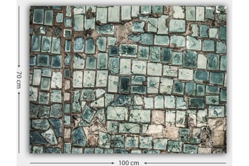 Lerretsbilde 70x100 cm - Mosaikk av varierende grønne og blå fliser med en teksturert overflate - Mørkegrønn / Lysegrønn / Blå - Interiør - Maleri & posters - Lerretsbilder