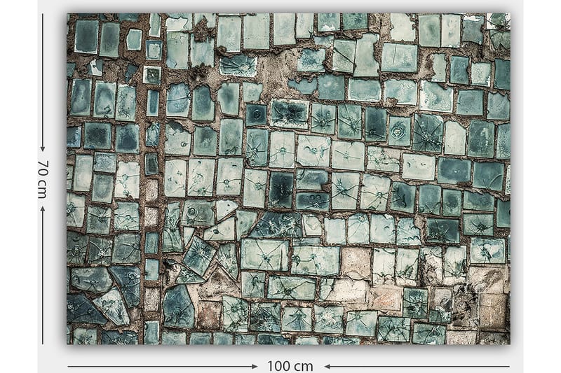 Lerretsbilde 70x100 cm - Mosaikk av varierende grønne og blå fliser med en teksturert overflate - Mørkegrønn / Lysegrønn / Blå - Interiør - Maleri & posters - Lerretsbilder