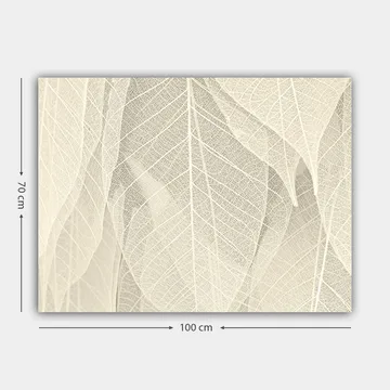 Lerretsbilde 70x100 cm - Myk og subtil komposisjon av gjennomskinnelige blader som skaper en følelse av ro og harmoni - Lys beige / Hvit - Interiør - Maleri & posters - Lerretsbilder