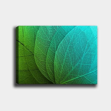 Lerretsbilde 70x100 cm - Nærbilde av grønne og turkise blader med detaljerte årer - Grønn / Turkis - Interiør - Maleri & posters - Lerretsbilder