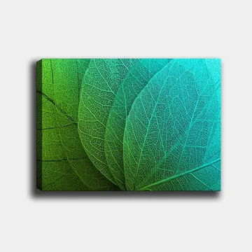 Lerretsbilde 70x100 cm - Nærbilde av grønne og turkise blader med detaljerte årer - Grønn / Turkis - Interiør - Maleri & posters - Lerretsbilder