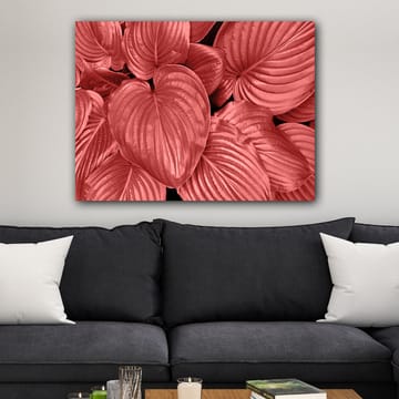 Lerretsbilde 70x100 cm - Nærbilde av vakre, røde blader med klare årer - Rød / Svart - Interiør - Maleri & posters - Lerretsbilder