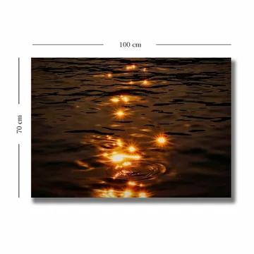 Lerretsbilde 70x100 cm - Refleksjoner av sollys på en stille vannoverflate - Gull / Mørk brun - Interiør - Maleri & posters - Lerretsbilder