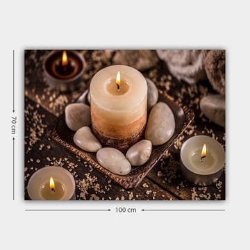 Lerretsbilde 70x100 cm - Rolig og avslappende komposisjon med stearinlys og steiner i et harmonisk miljø - Beige / Brun / Grå - Interiør - Maleri & posters - Lerretsbilder