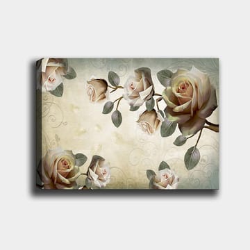 Lerretsbilde 70x100 cm - Romantisk komposisjon av roser i myke nyanser som symboliserer skjønnhet og kjærlighet - Lys rosa / Grønn / Beige - Interiør - Maleri & posters - Lerretsbilder