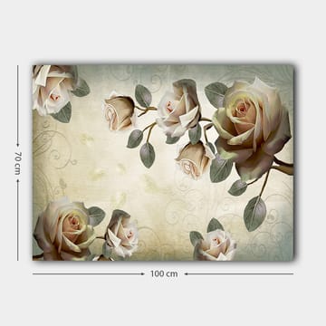 Lerretsbilde 70x100 cm - Romantisk komposisjon av roser i myke nyanser som symboliserer skjønnhet og kjærlighet - Lys rosa / Grønn / Beige - Interiør - Maleri & posters - Lerretsbilder