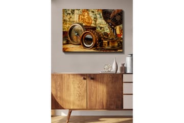 Lerretsbilde 70x100 cm - Samling av antikke navigasjonsverktøy og en globus som symboliserer utforskning og eventyr - Bronse / Svart / Beige - Interiør - Maleri & posters - Lerretsbilder