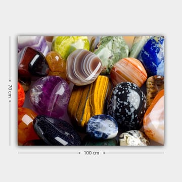Lerretsbilde 70x100 cm - Samling av fargerike edelstener og mineraler i forskjellige former og nyanser - Lilla / Oransje / Grønn - Interiør - Maleri & posters - Lerretsbilder