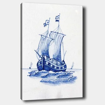 Lerretsbilde 70x100 cm - Seilbåt med hvite seil som navigerer på havet - Blå / Hvit - Interiør - Maleri & posters - Lerretsbilder