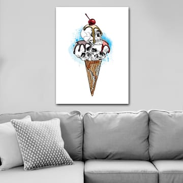 Lerretsbilde 70x100 cm - Skulptur av en iskrem med hodeskaller toppet med et kirsebær - Hvit / Brun / Rød - Interiør - Maleri & posters - Lerretsbilder
