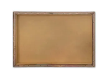 Lerretsbilde 70x100 cm - Snødekt skogssti omgitt av høye, rødbrune furutrær - Rødbrun / Hvit / Grønn - Interiør - Maleri & posters - Lerretsbilder