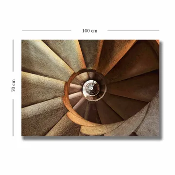 Lerretsbilde 70x100 cm - Spiraltrapp som fører nedover med et harmonisk og geometrisk design - Beige / Brun / Grå - Interiør - Maleri & posters - Lerretsbilder