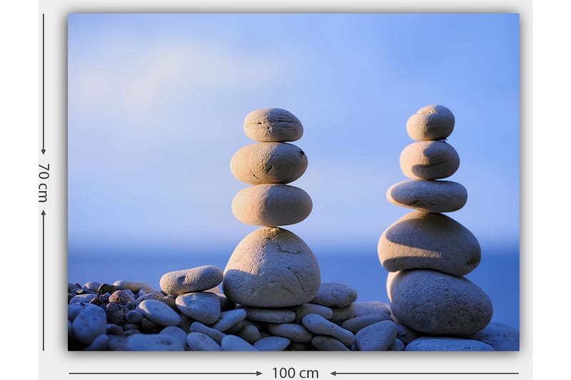 Lerretsbilde 70x100 cm - Stabile steiner i harmonisk balanse - Lys grå / Beige / Blå - Interiør - Maleri & posters - Lerretsbilder