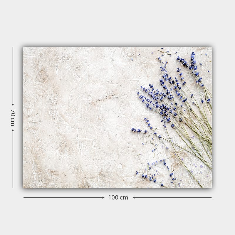 Lerretsbilde 70x100 cm - Stilig komposisjon av lavendelblomster på en lys, strukturert bakgrunn - Lys lilla / Beige - Interiør - Maleri & posters - Lerretsbilder