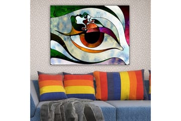 Lerretsbilde 70x100 cm - Stilisert øyeform med fargerike elementer som skaper en hypnotisk effekt - Grønn / Brun / Hvit - Interiør - Maleri & posters - Lerretsbilder