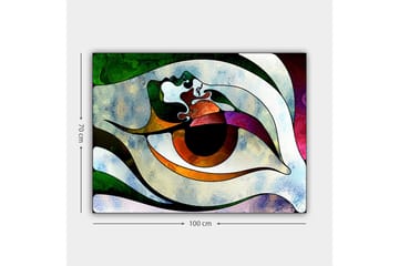 Lerretsbilde 70x100 cm - Stilisert øyeform med fargerike elementer som skaper en hypnotisk effekt - Grønn / Brun / Hvit - Interiør - Maleri & posters - Lerretsbilder