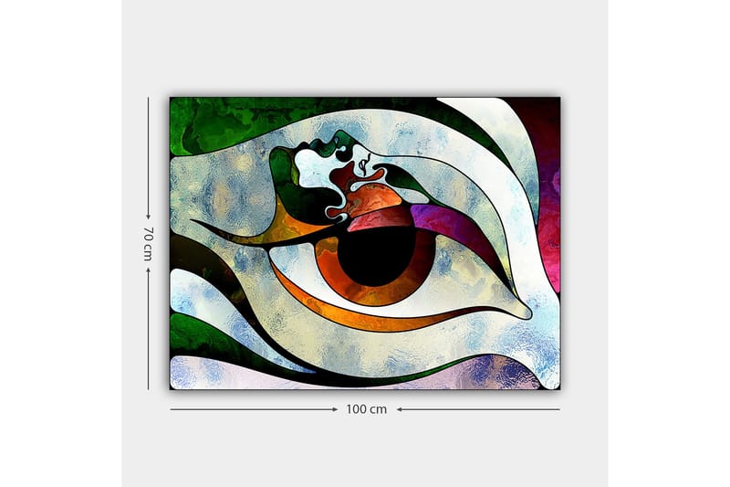 Lerretsbilde 70x100 cm - Stilisert øyeform med fargerike elementer som skaper en hypnotisk effekt - Grønn / Brun / Hvit - Interiør - Maleri & posters - Lerretsbilder