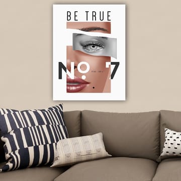 Lerretsbilde 70x100 cm - Stilisert ansiktsportrett med fokus på øyne og lepper - Beige / Grå / Svart - Interiør - Maleri & posters - Lerretsbilder