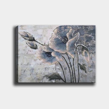 Lerretsbilde 70x100 cm - Stilisert blomst i dempede blå og grå toner - Blå / Grå - Interiør - Maleri & posters - Lerretsbilder