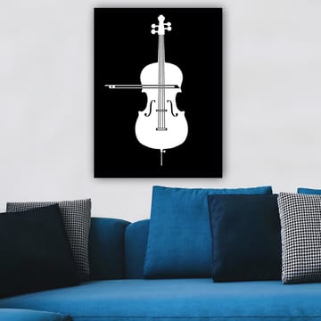 Lerretsbilde 70x100 cm - Stilisert hvit fiolin mot svart bakgrunn - Hvit / Svart - Interiør - Maleri & posters - Lerretsbilder