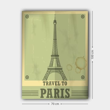 Lerretsbilde 70x100 cm - Stilisert illustrasjon av Eiffeltårnet med et vintage-preg - Grønn / Beige - Interiør - Maleri & posters - Lerretsbilder
