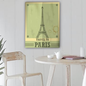 Lerretsbilde 70x100 cm - Stilisert illustrasjon av Eiffeltårnet med et vintage-preg - Grønn / Beige - Interiør - Maleri & posters - Lerretsbilder