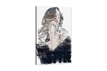 Lerretsbilde 70x100 cm - Stilisert kvinne med tekst som vektlegger skjønnhet og selvtillit - Svart / Brun / Hvit - Interiør - Maleri & posters - Lerretsbilder