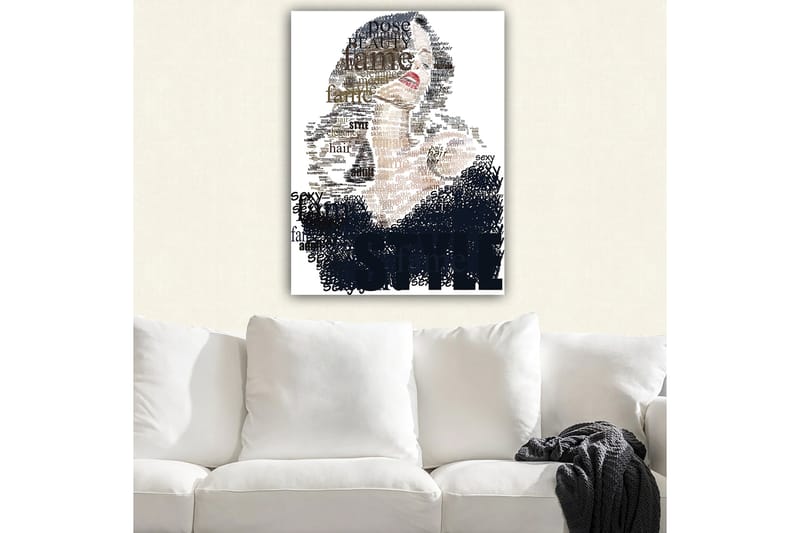 Lerretsbilde 70x100 cm - Stilisert kvinne med tekst som vektlegger skjønnhet og selvtillit - Svart / Brun / Hvit - Interiør - Maleri & posters - Lerretsbilder