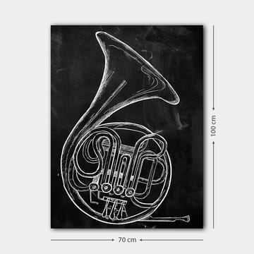 Lerretsbilde 70x100 cm - Stilisert tegning av et valthorn - Hvit / Svart - Interiør - Maleri & posters - Lerretsbilder