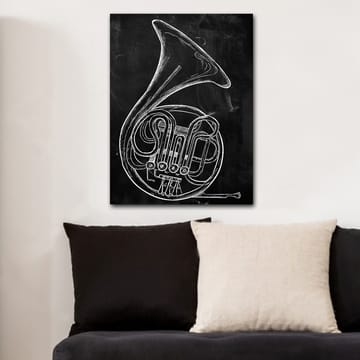 Lerretsbilde 70x100 cm - Stilisert tegning av et valthorn - Hvit / Svart - Interiør - Maleri & posters - Lerretsbilder