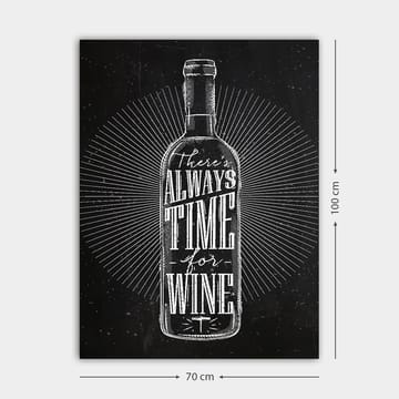 Lerretsbilde 70x100 cm - Stilisert vinflaske med teksten There's always time for wine i et moderne design - Svart / Hvit - Interiør - Maleri & posters - Lerretsbilder