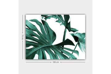 Lerretsbilde 70x100 cm - Stiliserte grønne palmeblader mot hvit bakgrunn - Mørkegrønn / Turkis - Interiør - Maleri & posters - Lerretsbilder