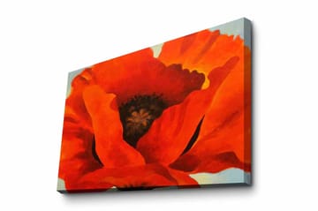 Lerretsbilde 70x100 cm - Stor, fargerik valmue med intense røde og oransje toner - Rød / Oransje - Interiør - Maleri & posters - Lerretsbilder