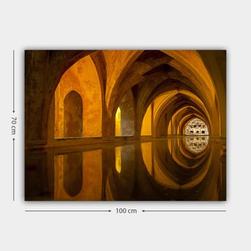 Lerretsbilde 70x100 cm - Storslått utsikt over en gammel arkitektur med buer og refleksjoner i vann - Gull / Brun / Beige - Interiør - Maleri & posters - Lerretsbilder