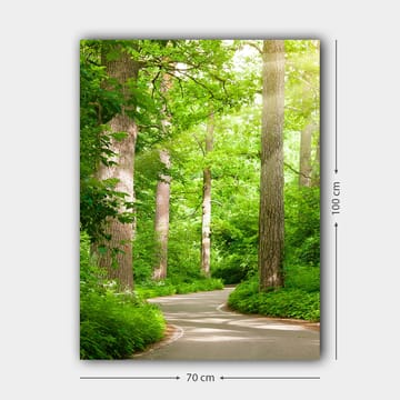 Lerretsbilde 70x100 cm - Svingete vei gjennom en frodig skog - Grønn / Brun - Interiør - Maleri & posters - Lerretsbilder
