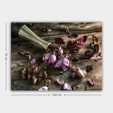 Lerretsbilde 70x100 cm - Tørkede roser og blader i en vakker komposisjon - Lilla / Brun / Grønn - Interiør - Maleri & posters - Lerretsbilder