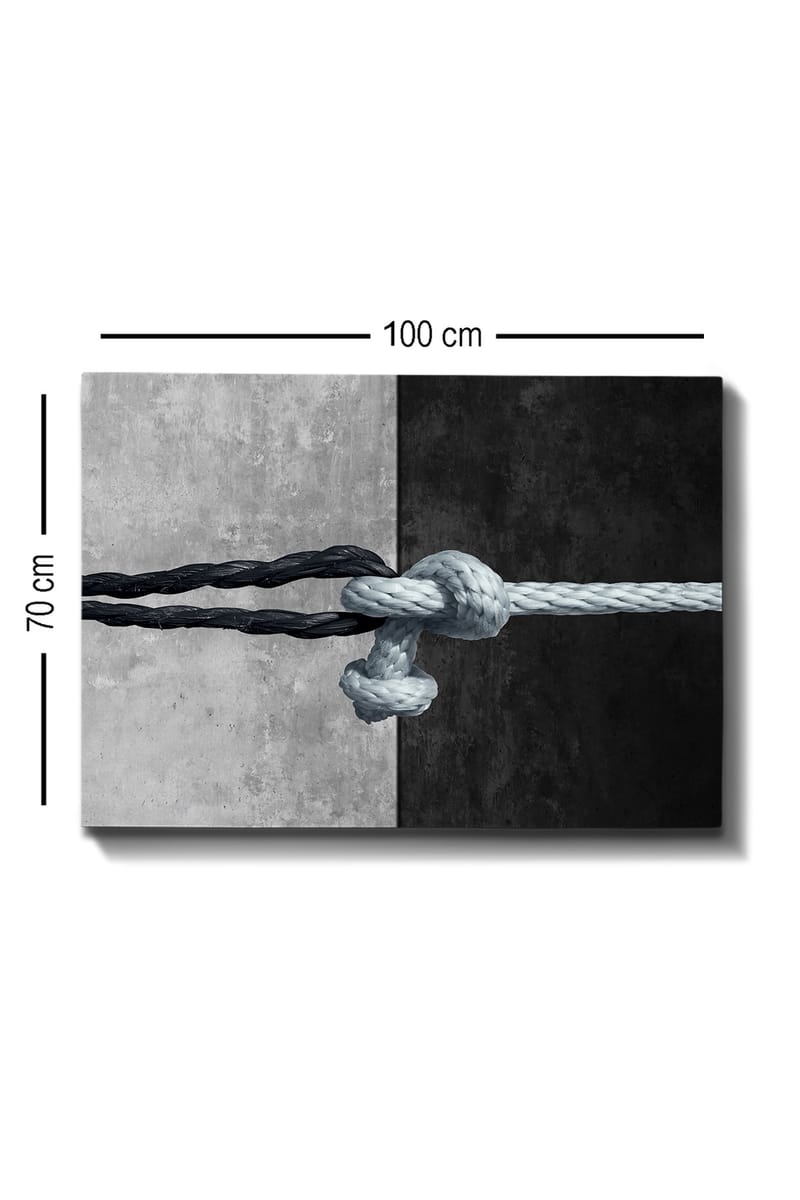 Lerretsbilde 70x100 cm - Tau som forbinder to kontrasterende overflater i svart og grått - Svart / Grå / Lyseblå - Interiør - Maleri & posters - Lerretsbilder
