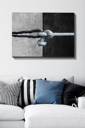 Lerretsbilde 70x100 cm - Tau som forbinder to kontrasterende overflater i svart og grått - Svart / Grå / Lyseblå - Interiør - Maleri & posters - Lerretsbilder