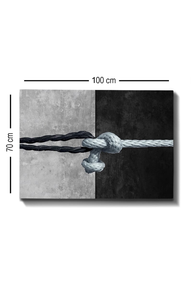 Lerretsbilde 70x100 cm - Tau som forbinder to kontrasterende overflater i svart og grått - Svart / Grå / Lyseblå - Interiør - Maleri & posters - Lerretsbilder
